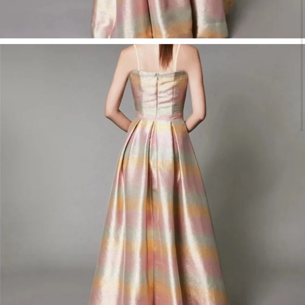 Betsey Johnson Metallic Gown Size 8 Rainbow Sweetheart-Neck Strapless Prom Dress - Picture 5 of 15